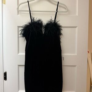 ACOA Black Feather Trim Dress